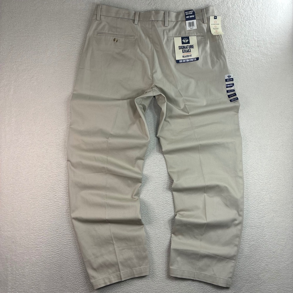 Dockers Signature Khaki Chino Pant Men 38x34 Tan Lux Straight Cotton Stretch NWT